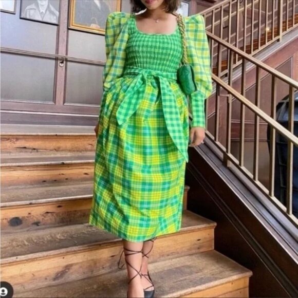 Christopher John Rogers X Target Green Plaid Dress RARE NWT size 6 - Picture 2 of 4